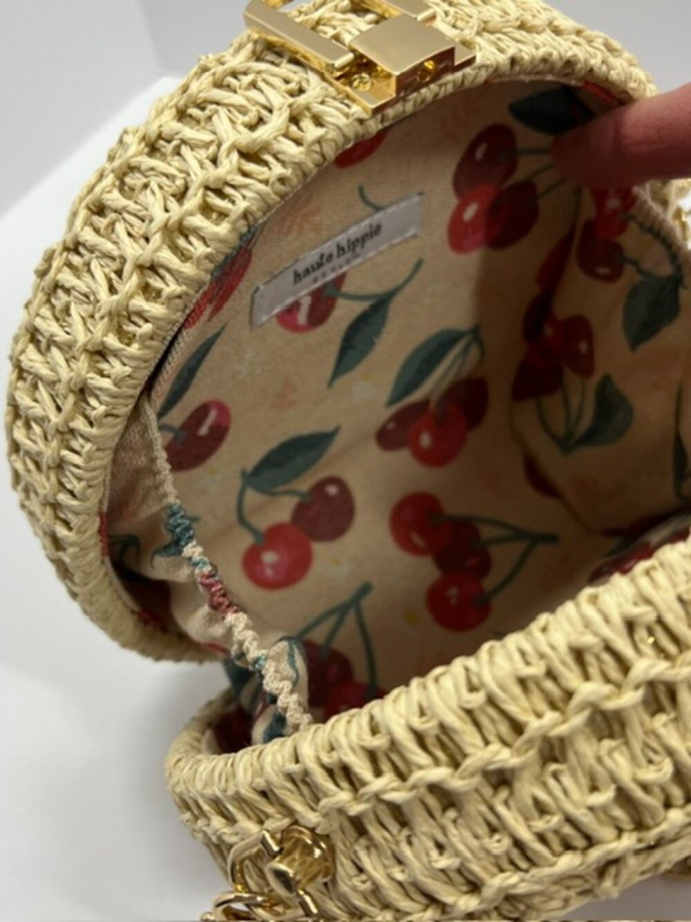 Haute Hippie Straw Crossbody with Gold-toned Chain Strap - Picture 7 of 9